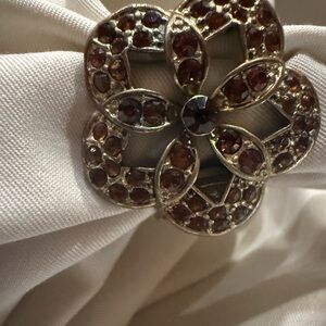 Elegant Vintage gold and amber Floral Ring